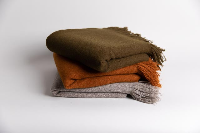 Yak Fringe Throw, Loden