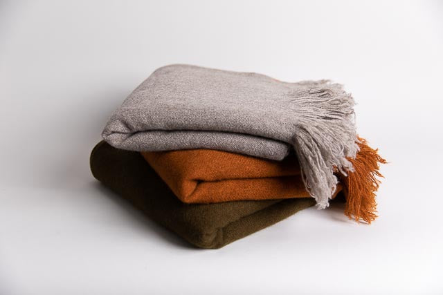 Yak Fringe Throw, Natural Grey