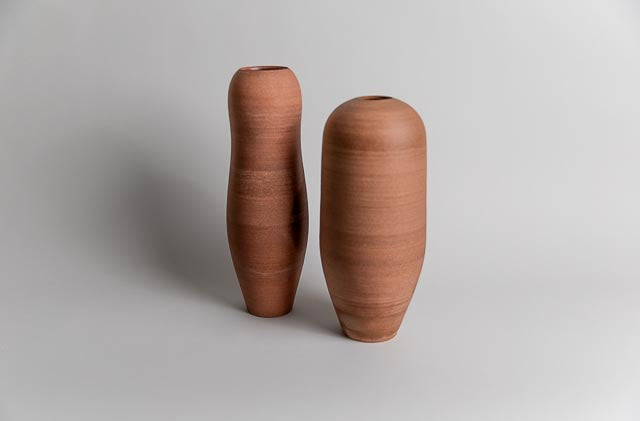 Rounded Vase, Red & Salt