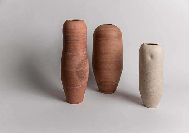 Curved Vase, Red & Salt