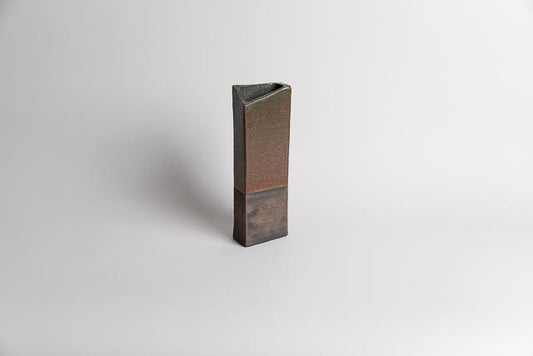 Rectangular Forward Slash Vase, Forest Green & Burnished Black