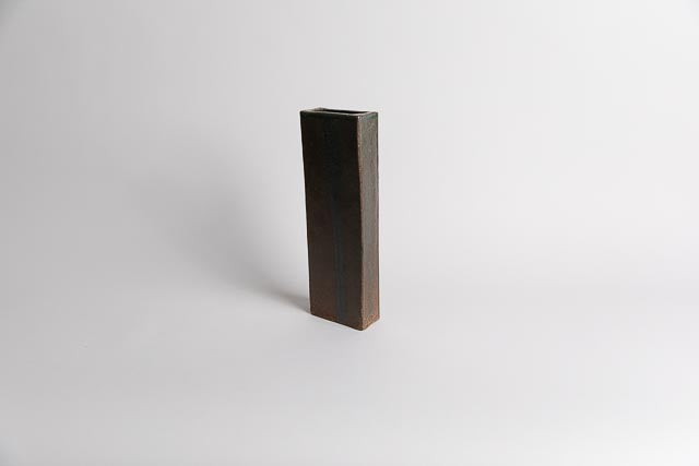 Rectangular Back Slash Vase, Forest Green & Burnished Black