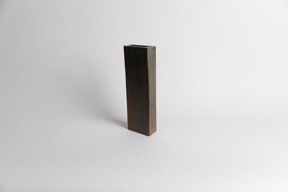 Rectangular Back Slash Vase, Forest Green & Burnished Black
