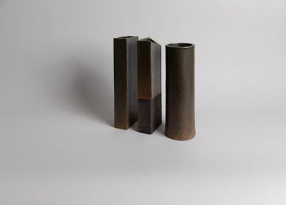 Tall Cylindrical Vase, Forest Green