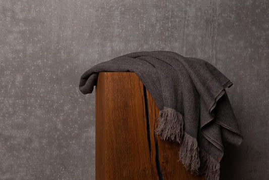 Yak Melange Throw, Gris and Charcoal