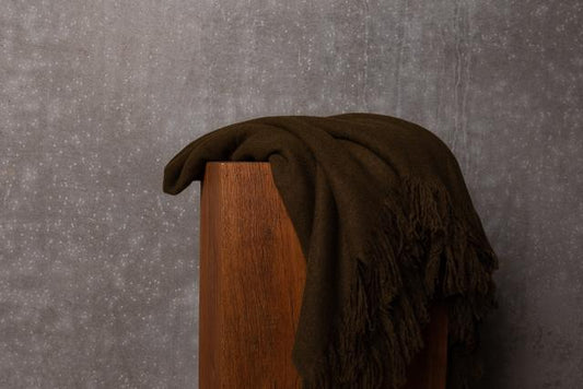 Yak Fringe Throw, Loden