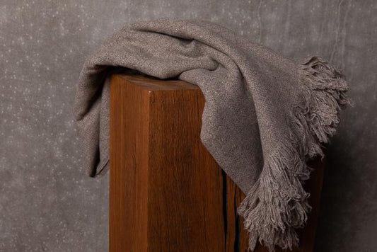 Yak Fringe Blanket, Natural Grey