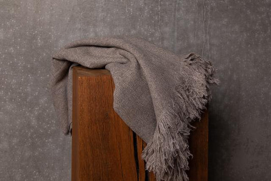 Yak Fringe Throw, Natural Grey
